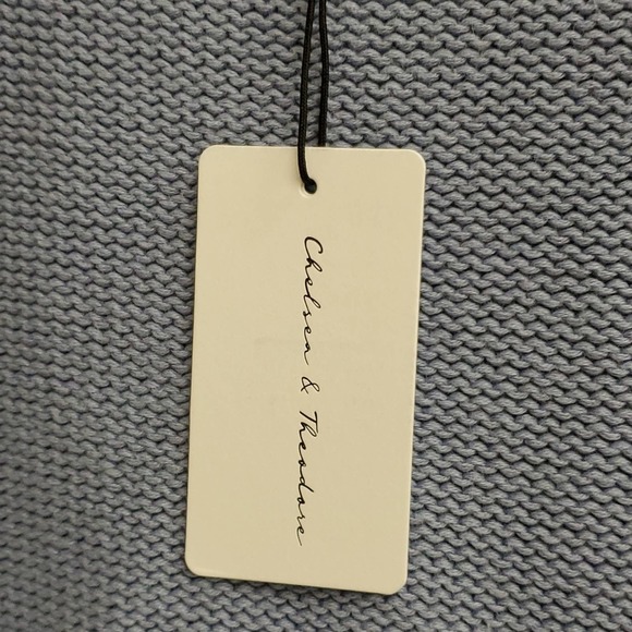 Cozy Chelsea & Theodore Beachy Blue Cotton Oversized Knit Spring Sweater NWT - Picture 3 of 8